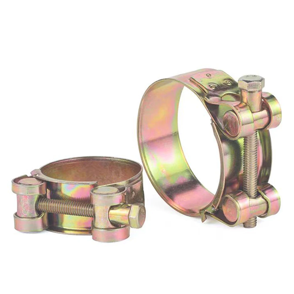 1pieces Heavy Duty Hex Bolt Hose Clamp Yellow Zinc Plated 17-130mm Strong T-Bolt Hose Clamps Adjustable Bolt Band Pipe Clamp