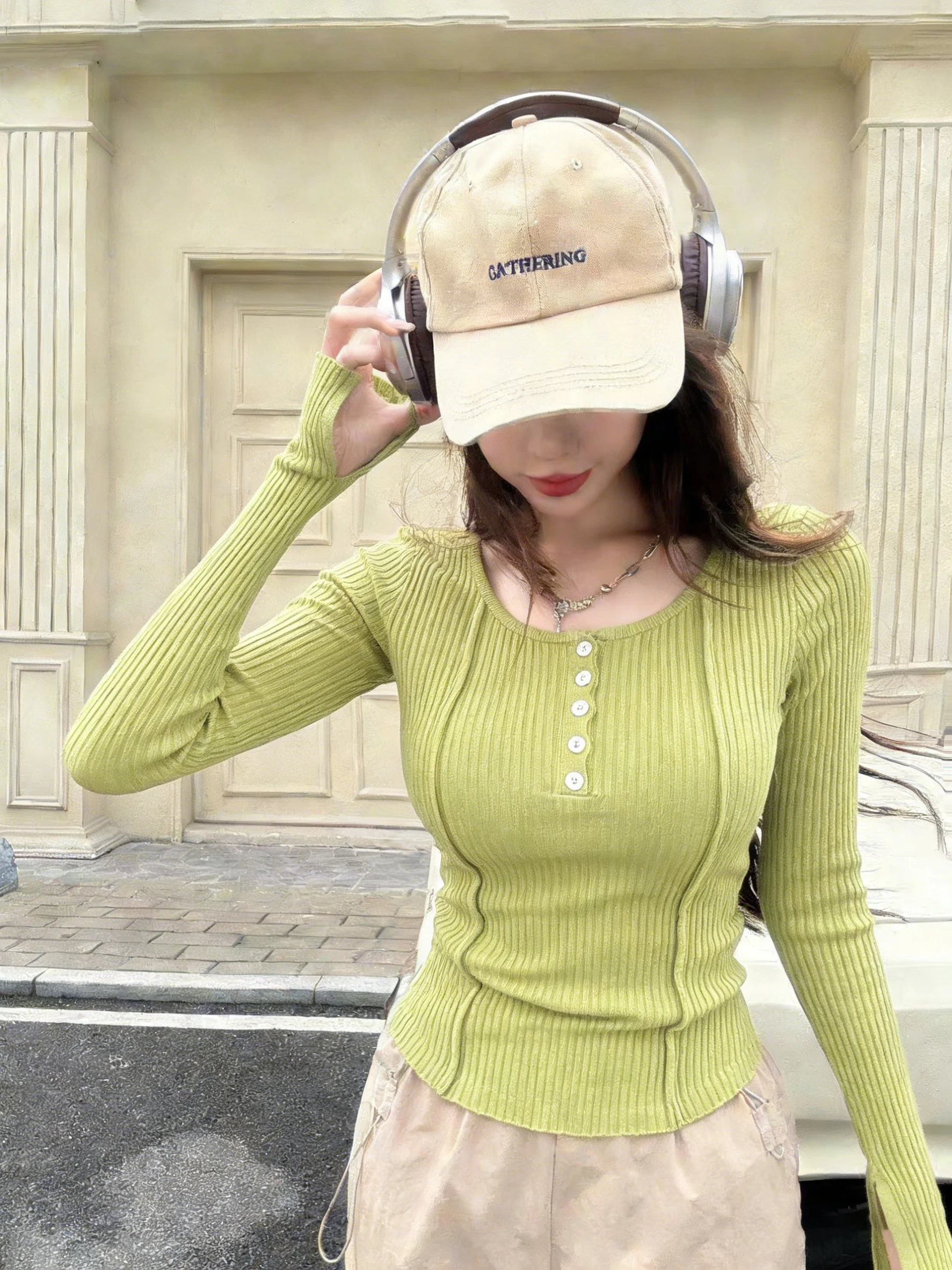 

2026 Autumn Winter Button U Neck Sweater Women Basic Slim Pullover Women Sweaters And Pullovers Knit Jumper Soft Warm Tops