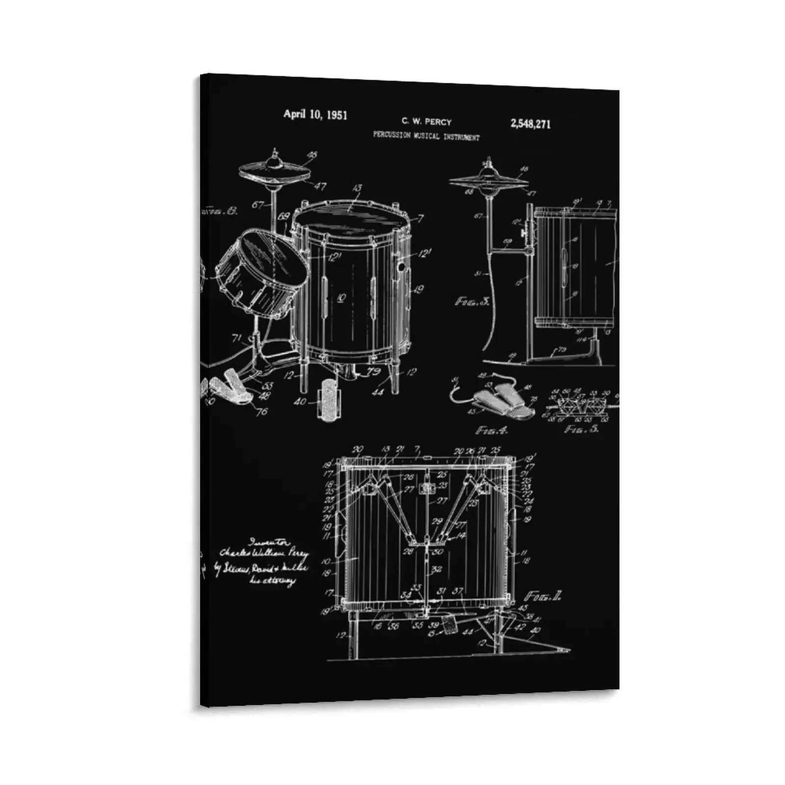 

Gift For Drummer - Drum Set Patent Chalkboard Canvas Painting interior paintings fashion wall paintings wall decoration