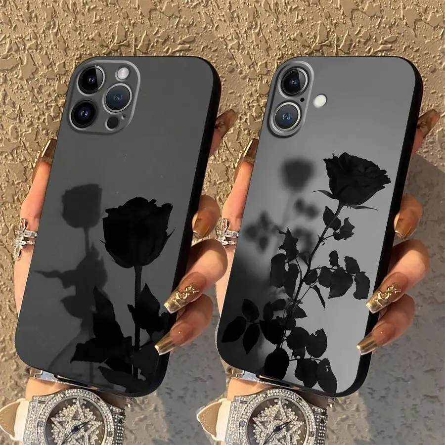 

Funda Phone Cover Case for Apple iPhone 17 Pro Max 12 15 Pro 7 8 11 Air XR XS MAX 14 16 13 17e Rose Flower Shadow Art