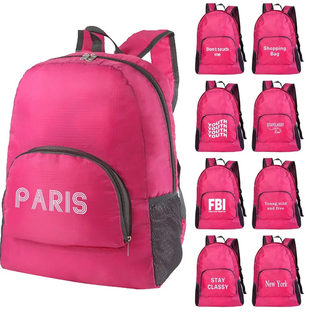 Walls Print Folding Backpack Lightweight Portable Foldable Bag Sack Ultralight Outdoor Pack for Women Men Travel Hiking Daypack