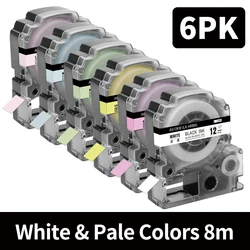 Compatible Label Tape Replacement for Epson LC-4WBN LK-4WBN SS12KW Black on White 12mm 1/2Inch for Epson LabelWorks LW300 LW400