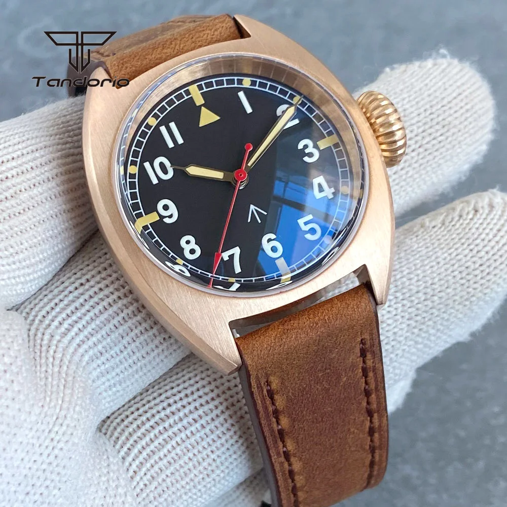 Tandorio Luxury Solid Cusn8 Bronze Military Automatic NH35 36mm Men Watch PT5000 Domed AR Sapphire Mechanical 20BAR Dive Watches