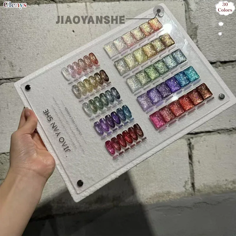 

Glenys 30 color nail polish gel net red popular immersion gel color matching card nail shop essential nail varnish set