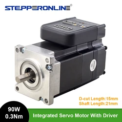 STEPPERONLINE 90W 0.3Nm Nema 23 Integrated Servo Motor with Driver 3000RPM 20-50VDC Brushless DC Servo Motor - Short Shaft