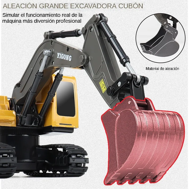 ZWN 2.4G Remote Control Excavator Dump Truck RC Model Car Toy Professional Alloy Plastic Simulation Construction Vehicle for Kid