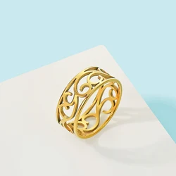 Chandler Stainless Steel Flower of Life Ring Vintage Hollow Ring Gold Filled Ring for Men and Women