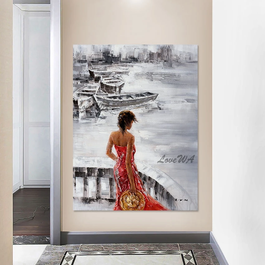 High Quality Beautiful Girl Oil Painting Home Decoration Accessories 100% Handmade Modern Canvas Art Hotel Wall Pictures