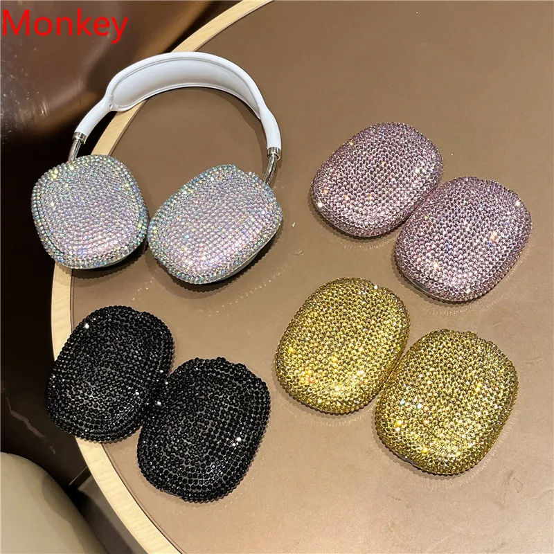 غطاء حماية لسماعات الأذن الماسية الكريستالية الفاخرة لأجهزة Apple Airpods Max Glitter Diamond Tpu Soft Headphone Accessories هدية