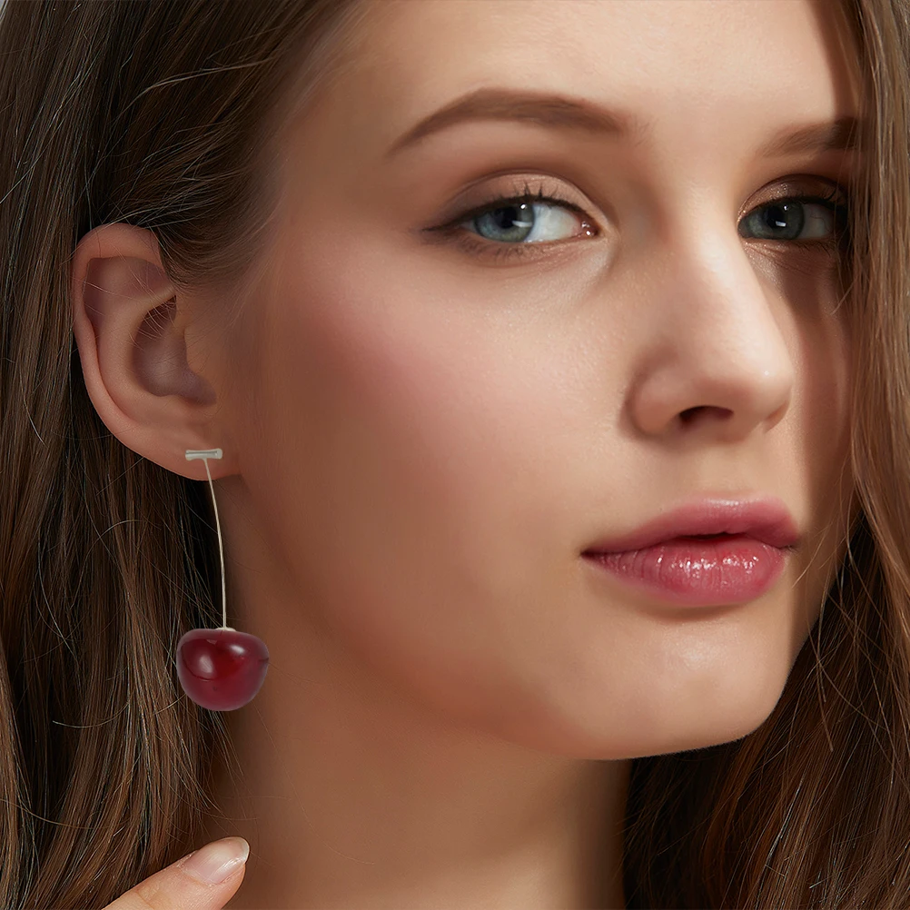 

1 Pair Cherry Earrings For Women Fashion Ear Drops Delicate Dangle Earrings Party Banquet Daily Wear Eye Catching Gift