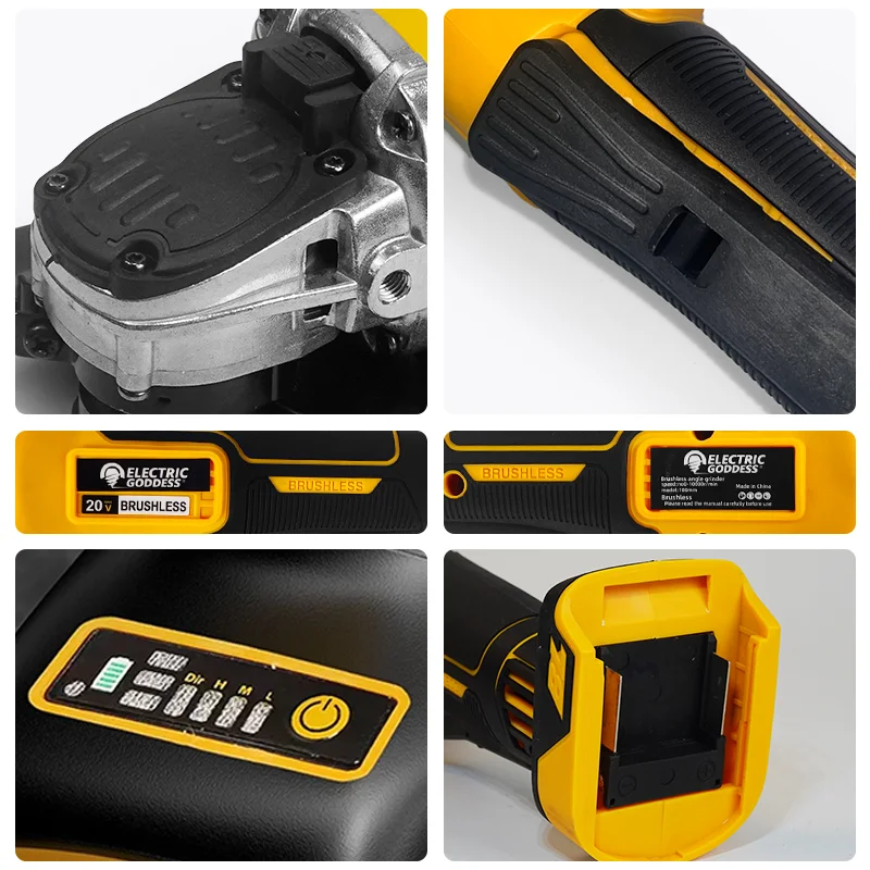 125mmブラシレスアングルグラインダー研磨機、4段階ギア、 - Brushless Angle Grinder Battery Powered のレビューと価格