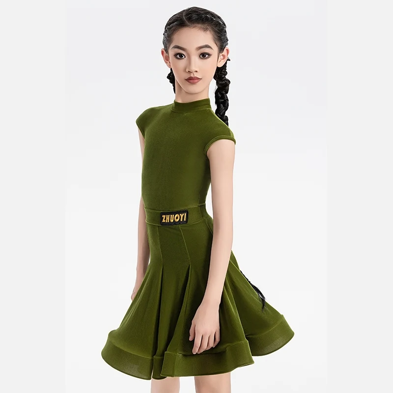 

Children National Standard Latin Dance Clothes High Elastic Velvet Competition Dress Girls Performance Dance Wear Suit DNV23205