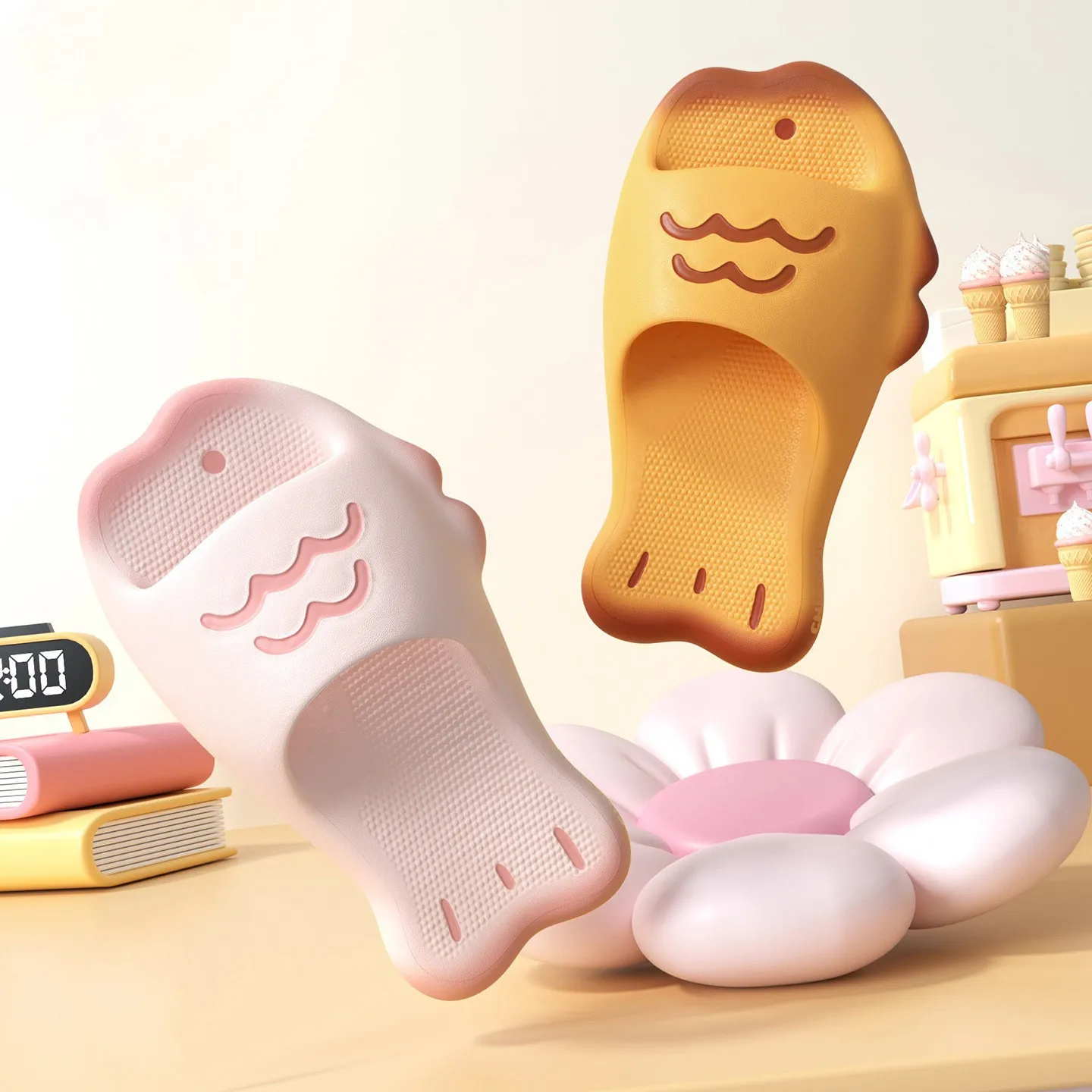 

Women Cute Cartoon Slippers Indoor Thick Sole Non-slip Pool Bathroom Slipper Couples Outdoor Soft Shoes Men Summer Beach Sandals