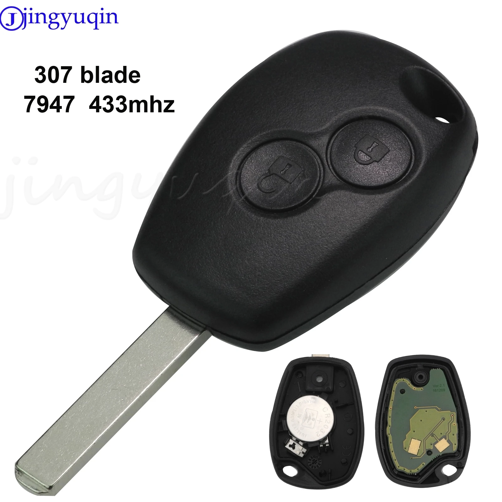 

jingyuqin 2 Buttons Remote Car Key For Renault Megan Modus Clio Modus Kangoo Logan Sandero Duster 433Mhz PCF7946 Chip VAC