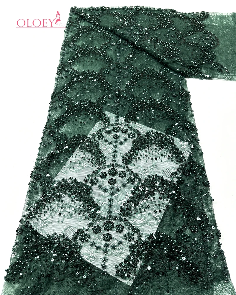 High-End High Quality Luxury French Handmade Embroidery Heavy Groom Lace Fabric African With Sequins Fabric For Wedding Dress