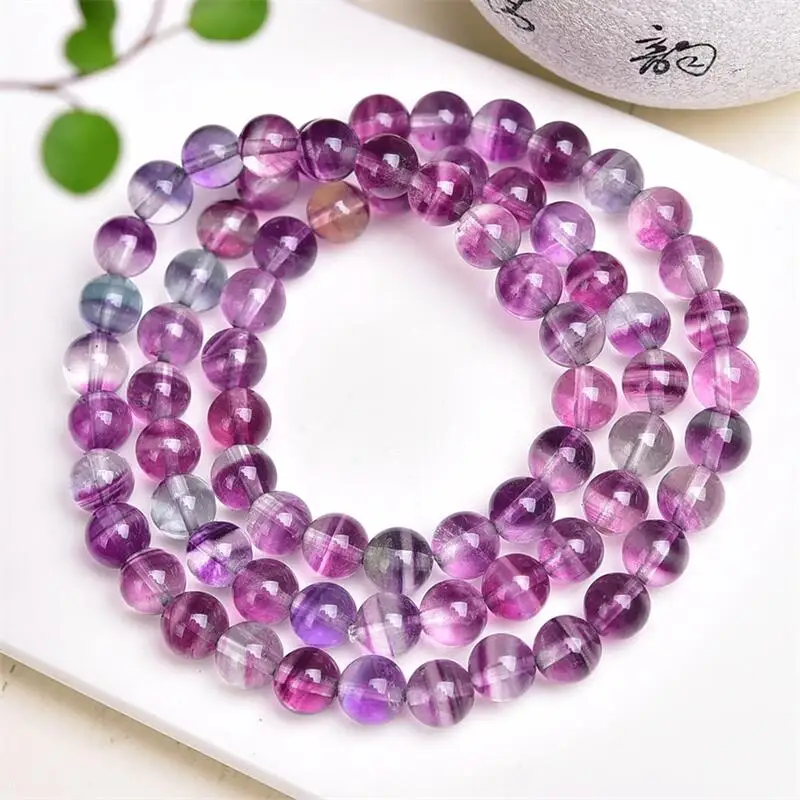 

6.5MM Natural Purple Fluorite Bead Bracelet Handmade Crystal Jewelry Stretch Children Birthday Gift 1PCS