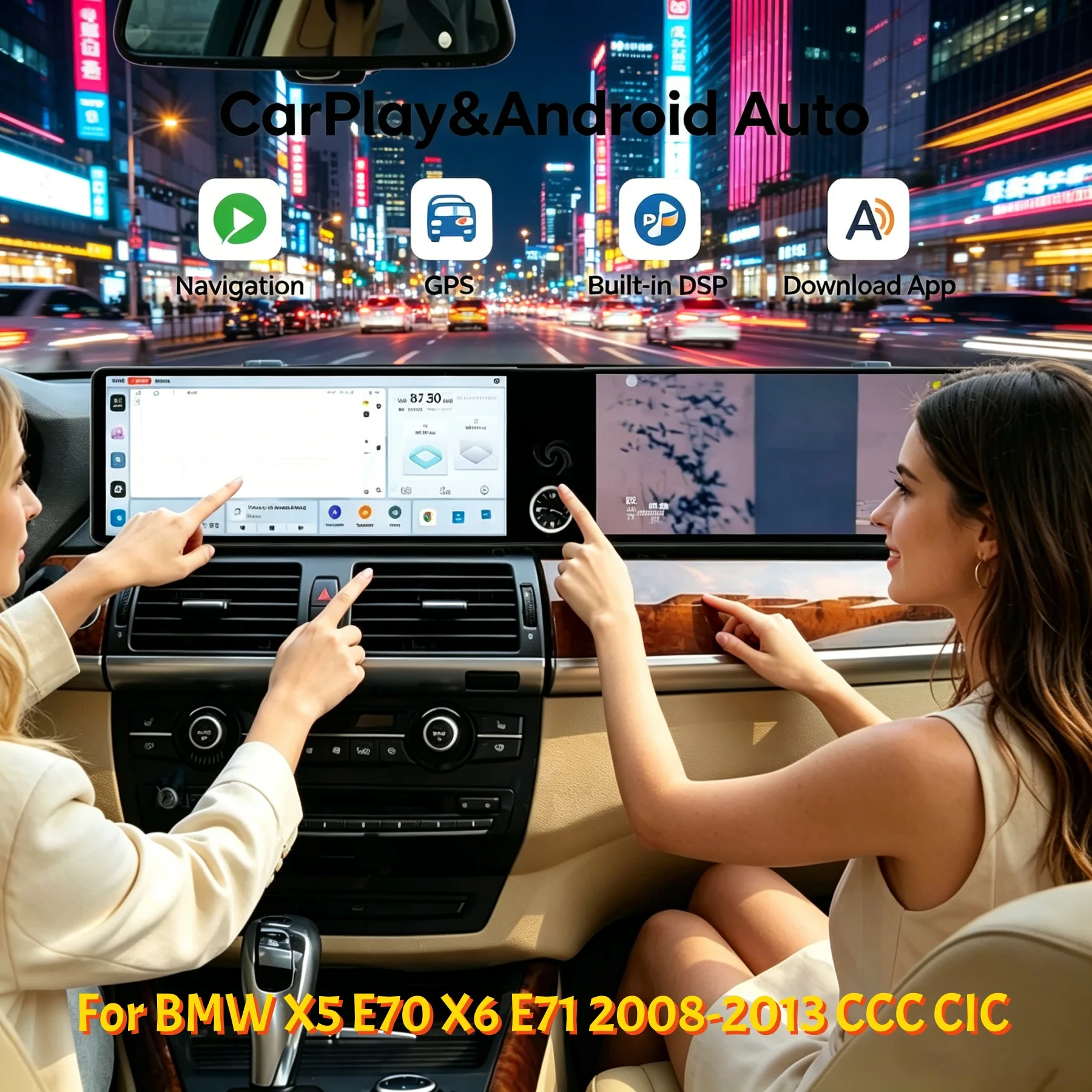 

For BMW X5 E70 X6 E71 2008-2013 CCC CIC Stereo Android 24.6" Dual Touch Screen Car Multimedia GPS Navigation Head Unit Stereo