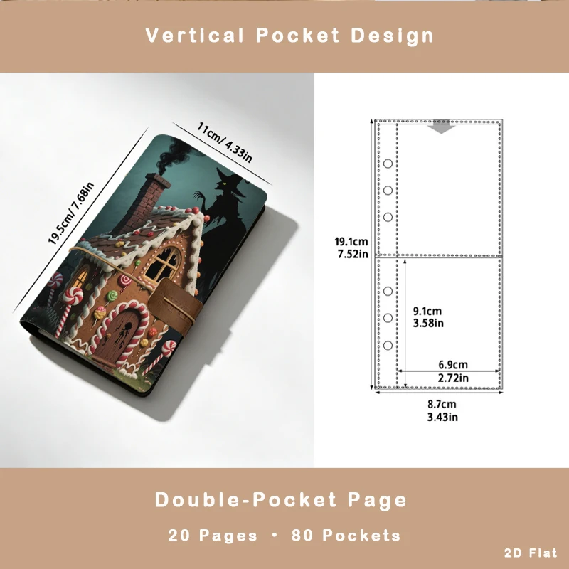 Halloween Witch Gingerbread House Print Instant Photo Album 20Pages 80 Vertical Pockets  Birthday Holiday Gift For Party Present