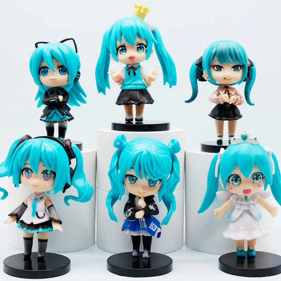 6pcs/set Anime new  miku figure mini character ornaments kawai  hatsune table decoration for home adult toy child gift