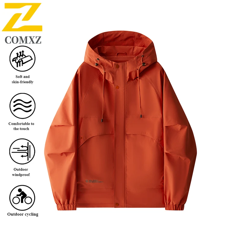 

Men's Spring Autumn Hooded Windbreaker Outdoor Casual Workwear Coat American Style Multi-Pocket Lightweight Hiking Jacket 2025