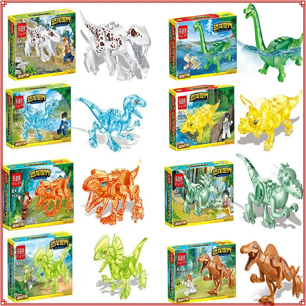 

Original Crystal Dinosaur Series Building Blocks Triangle Dragon King Dragon Sword Dragon Assembly Model Toys Kids Holiday Gifts