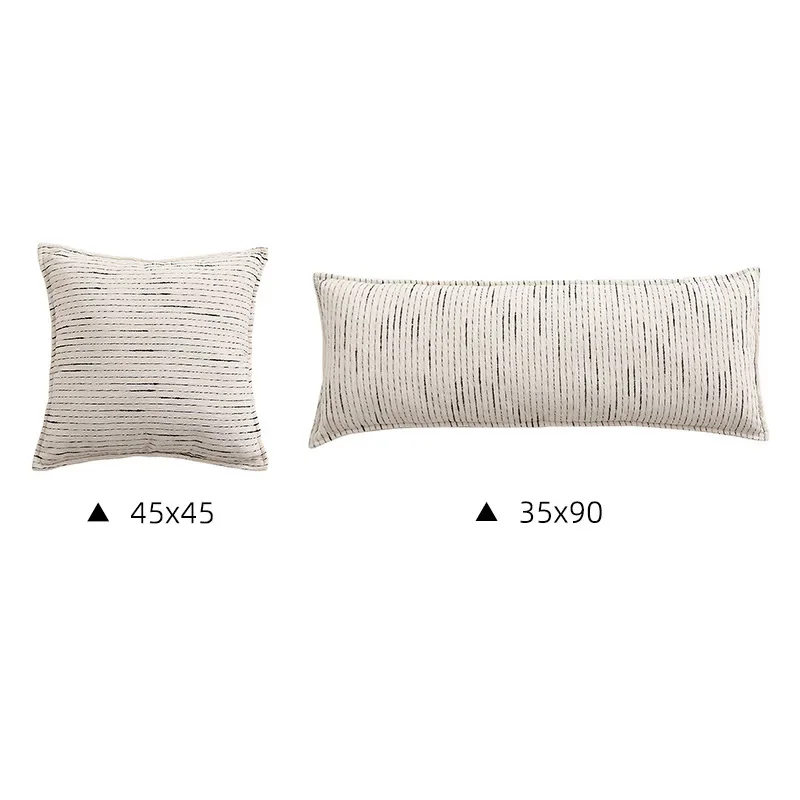 Chenille Living Room Pillow Lumbar Cushion Home Sofa Cushion Black and White Jacquard Pillowcase 45cm,35x90cm