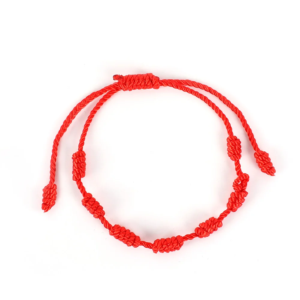 7 Knots Red String Bracelet Lucky Hand-woven Adjustable Red Bracelets for Women Men Lucky Amulet Friendship Handmade Braid Rope