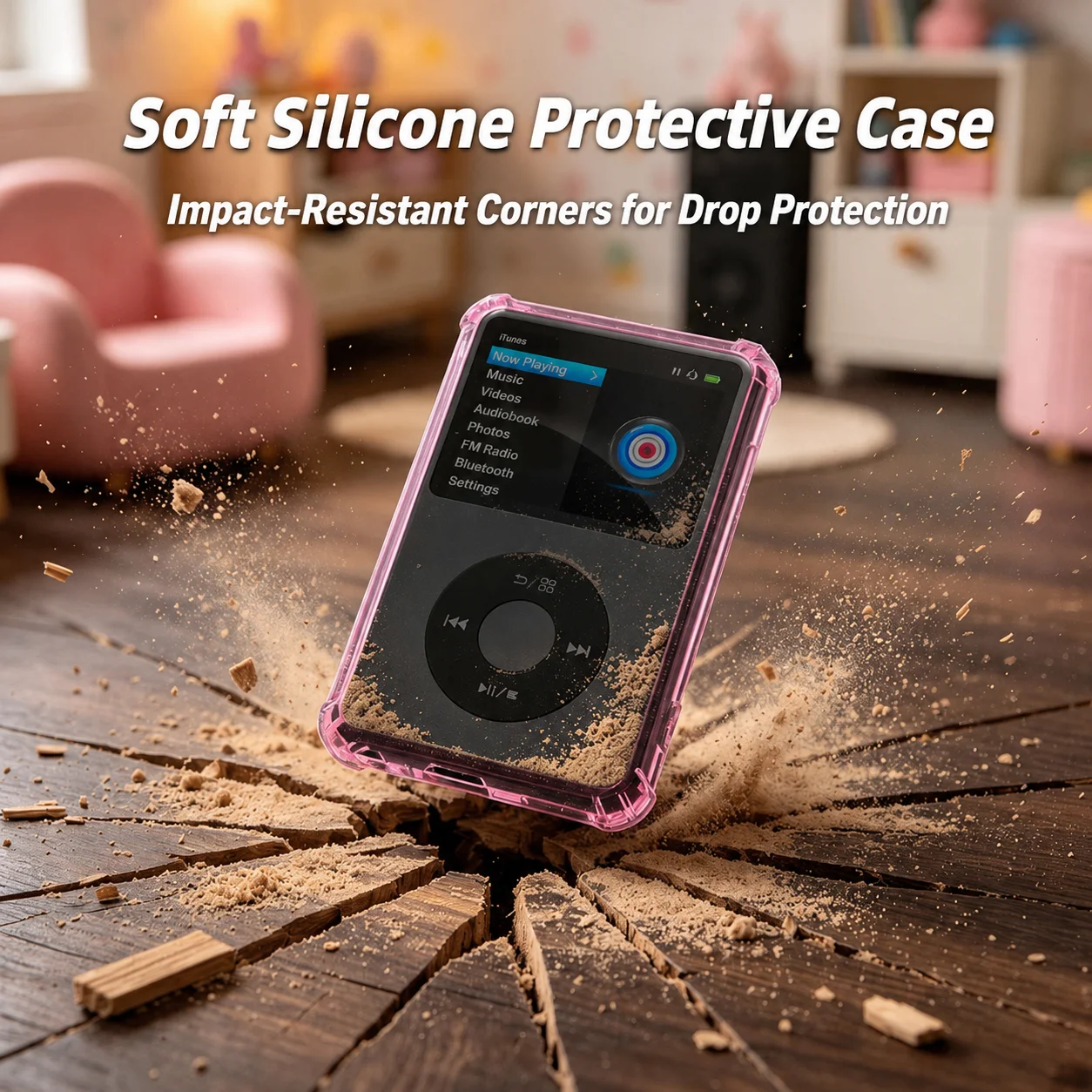Transparent TPU Protective Case for Innioasis Y1 MP3 Player Includes Lanyard Drop-Resistant and Scratch-Resistant
