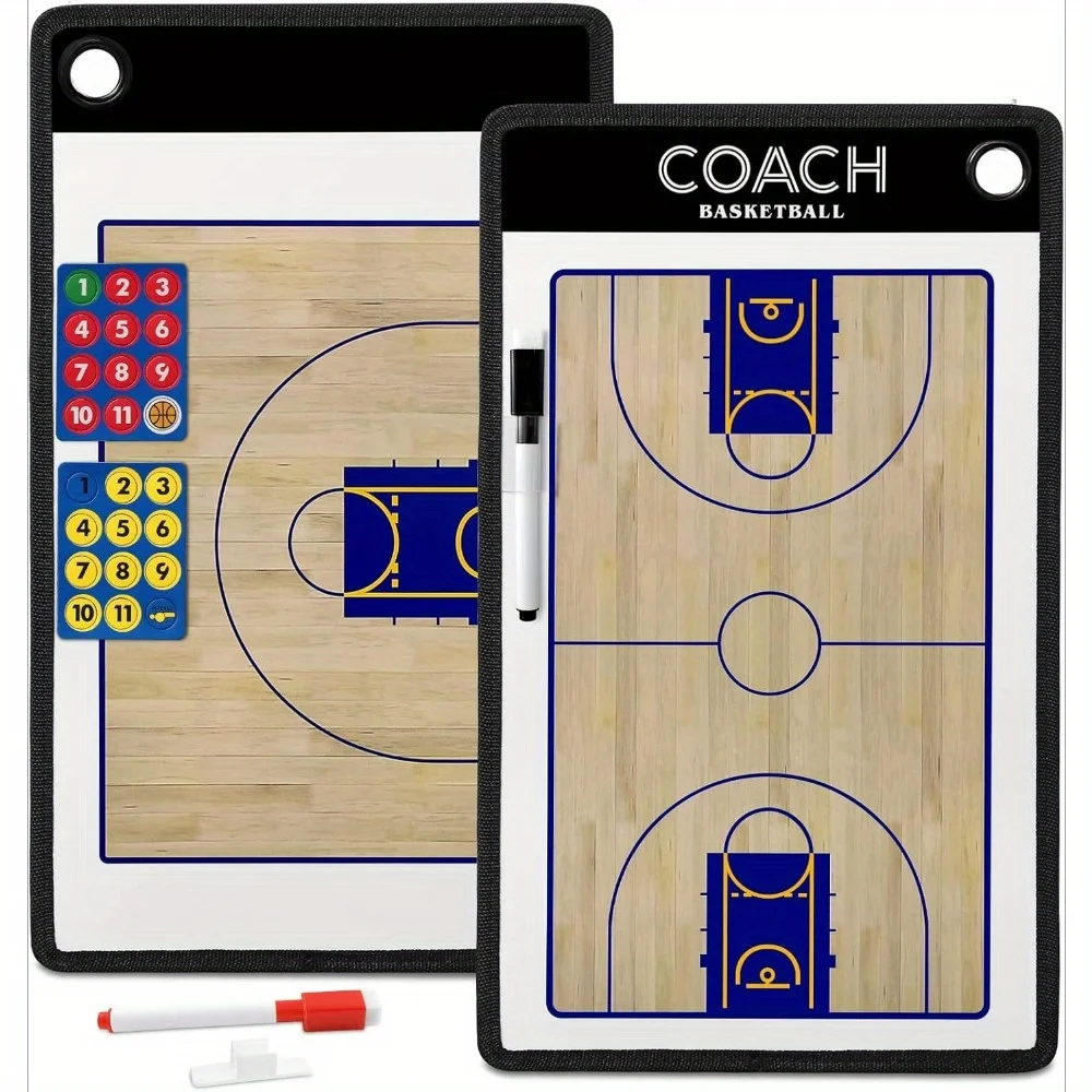 

Basketball Magnetic Coach Board Double Sided Design Premium Dry Erase Coaches Clipboard with Two Marker Pen and Two Sets
