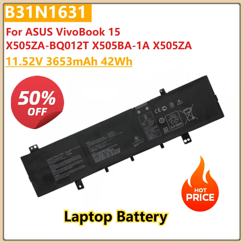 

Для ASUS VivoBook 15 X505ZA-BQ012T X505BA-1A X505ZA X505BA F505BA аккумулятор для ноутбука 11,52 В 3653 мАч 42 Втч B31N1631