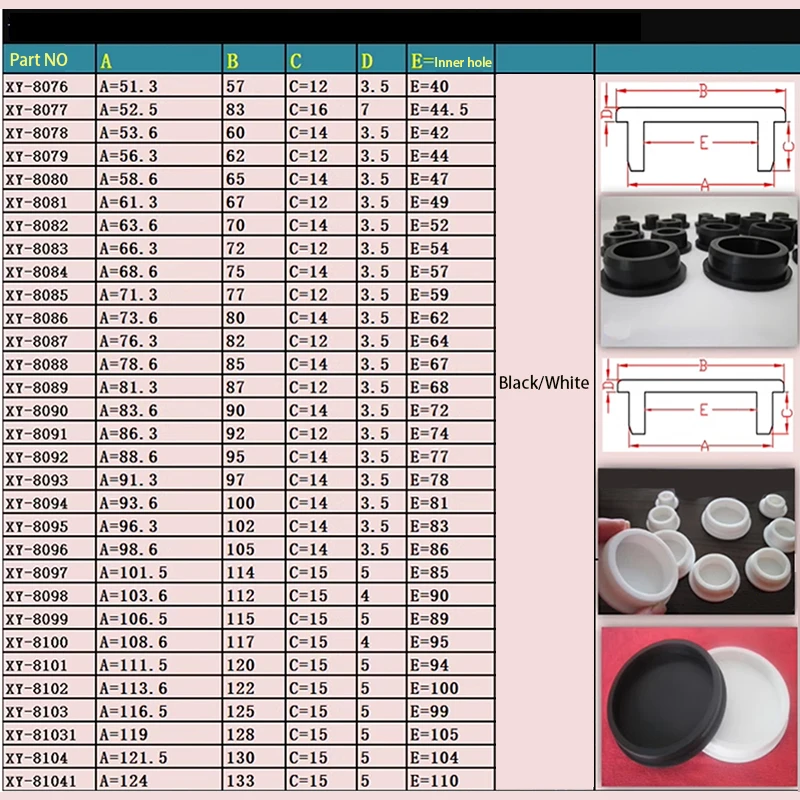 1-10PC Size A=81.3mm~161.5mm Round Seal Hole Plugs T-Type Stoppe Hole Caps Pipe Tube Inserts Stopper Dustproof Bungs