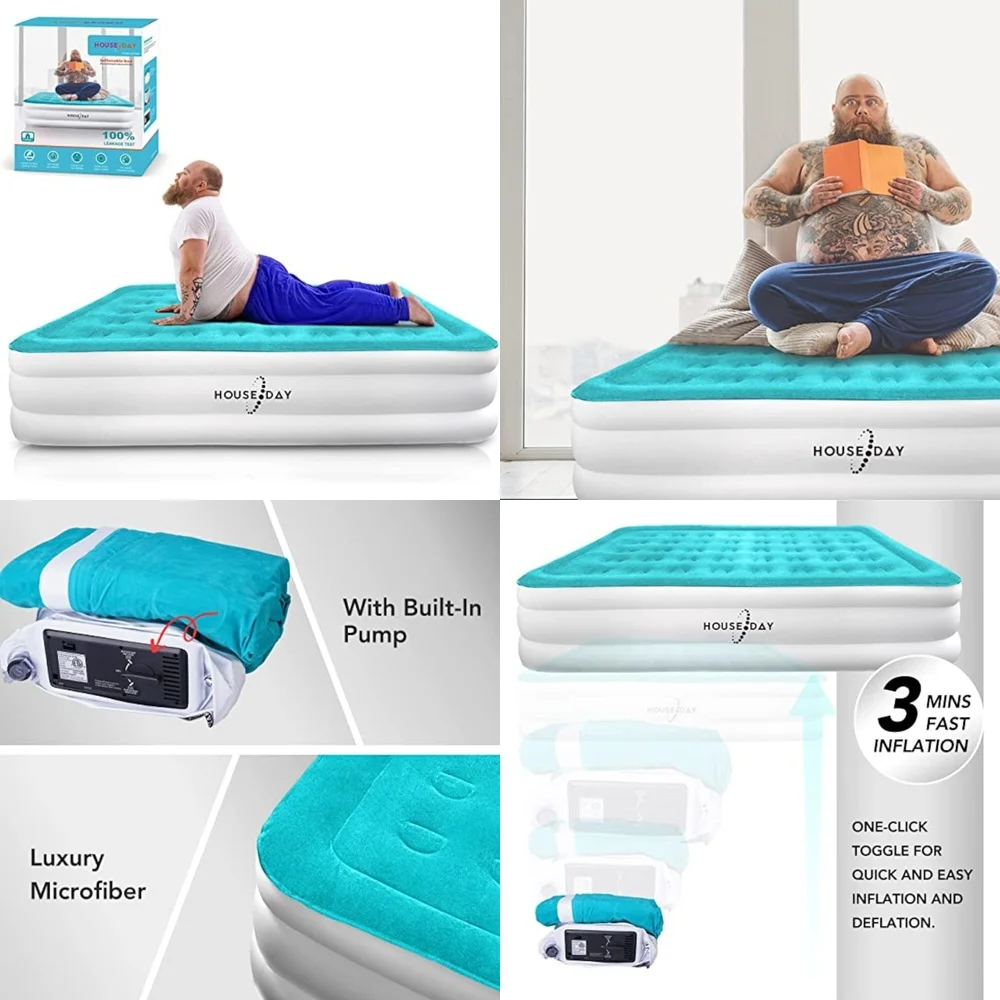 

MattressesTwin Air Mattress with Built-in Pump Fast Inflation Comfortable Airbed for Guest Room Camping