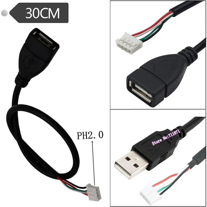 4P 4Pin 2.0 Pitch PH2.0 to Usb2.0 Male Female Debug test data cable Usb 2.0 male Female 4Pin PH2.0 test DATA Line Usb PH2.0 Wire