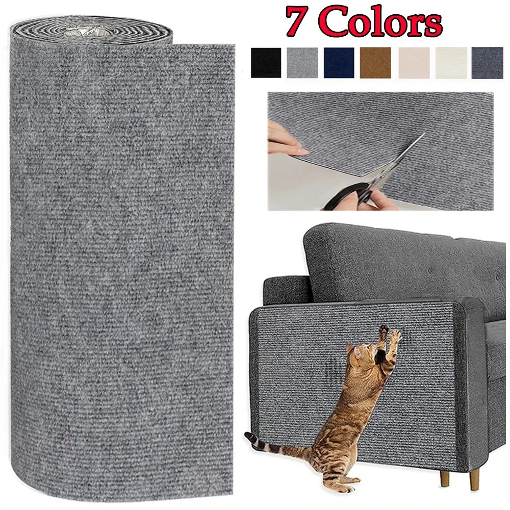 

7 Colors Cat Scratcher Sofa Protector Cats Scratcher Pad Board Protection Trimmable Self-adhesive Carpet DIY Cat Scratch Mat