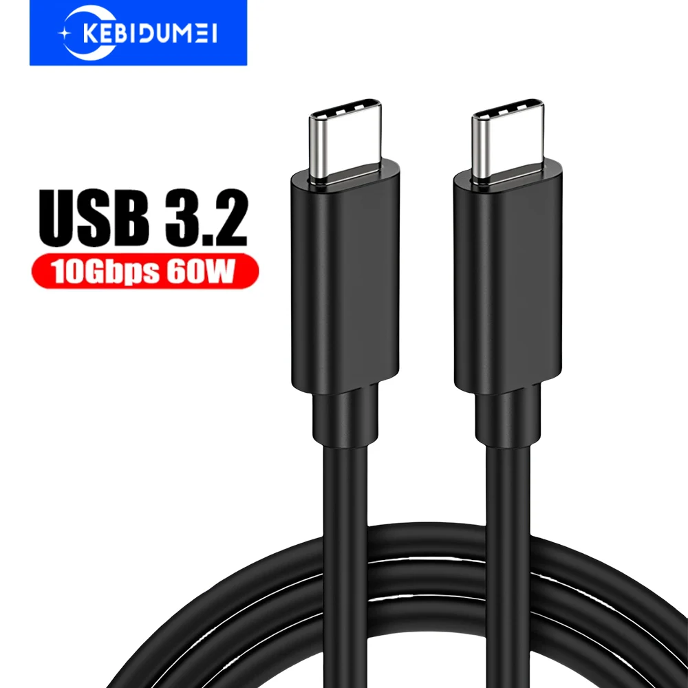 USB 3.2 Gen 2 10Gbps نوع C إلى C كابل 60 واط كابل شحن سريع آيفون 15 آي باد ماك بوك سامسونج Xiaomi USB C سلك شاحن البيانات