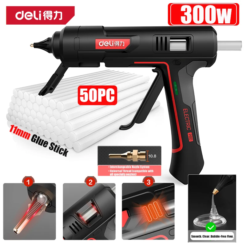 Deli 300w Hot Melt Glue Gun DIY Mini Household Industrial Guns Use 11 Mm Glue Sticks Industrial Tools Silicone Gun with Plug