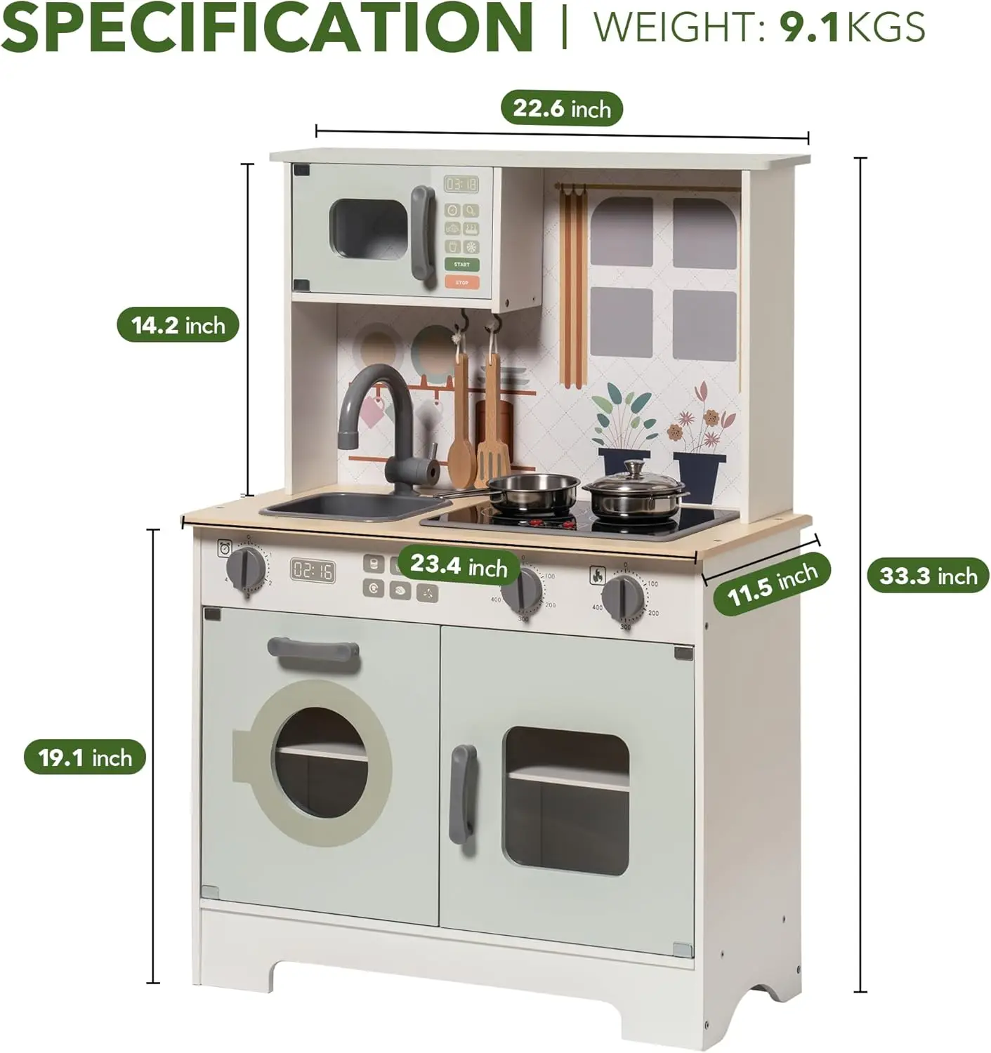 Set da cucina per bambini piccoli, Set da gioco da cucina in legno per bambini con luci e suoni reali, regalo da cucina per bambini finti