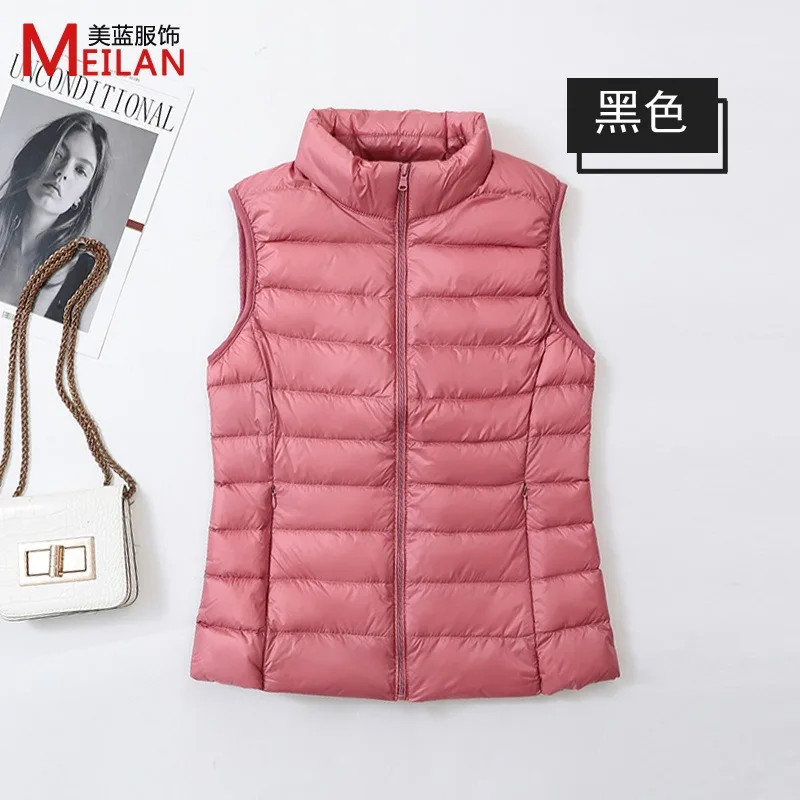 2026 New Women Casual Long Puffer Vest Stand Collar Zip Up Quilted Sleeveless Solid Pocket Thick Warm Trendy Gilet Fall Winter