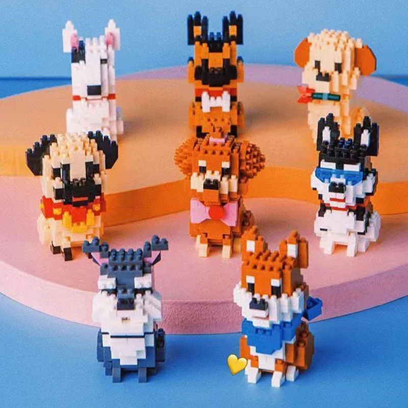 Balody Shiba Inu Bull Terrier Husky Labrador Wolfhound Poodle Schnauzer Dog Pet Mini Diamond Blocks Bricks Building Toy No Box