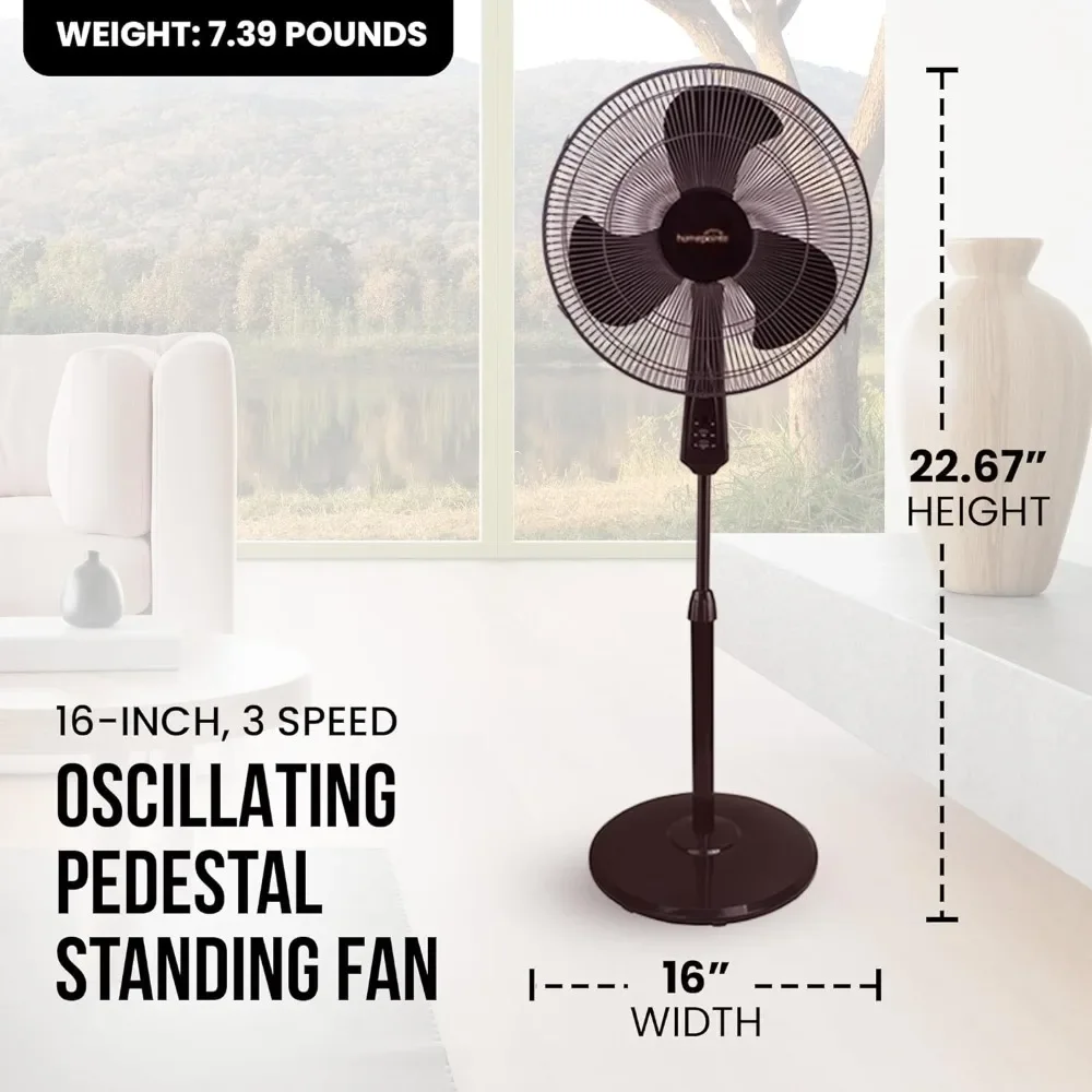 Pedestal Fan with Adjustable Height & 3 Speeds, Pedestal Fan