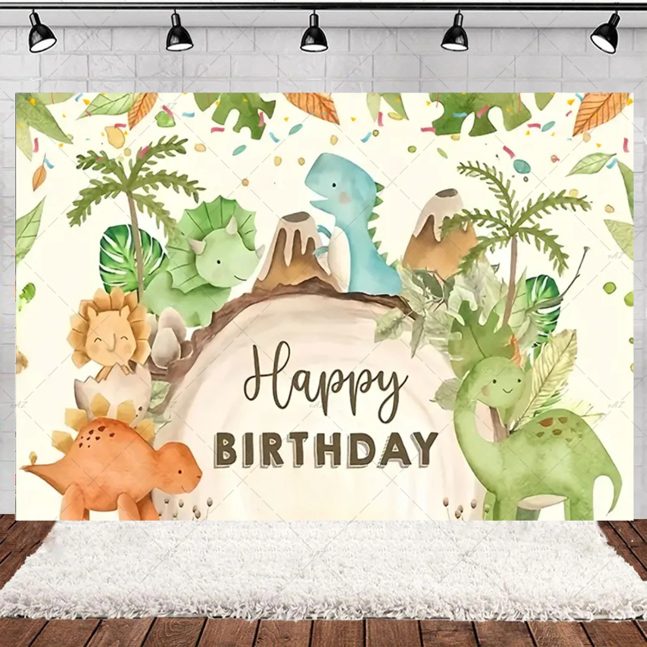 Cartoon Cute Dinosaur Child Birthday Party Photo Background Jurassic World Dino Poster Backgrounds For Baby Shower Boy Girl Gift view 3