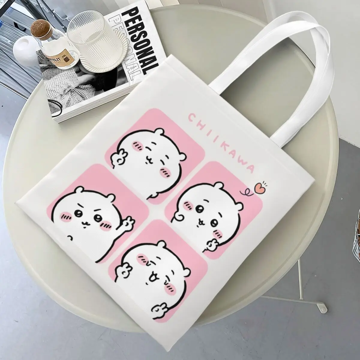 Cute Chiikawa Kawaii Cartoon Canvas Tote Handbag Japanese Anime Shoulder Bags Large Capacity Shopping Bags for Women