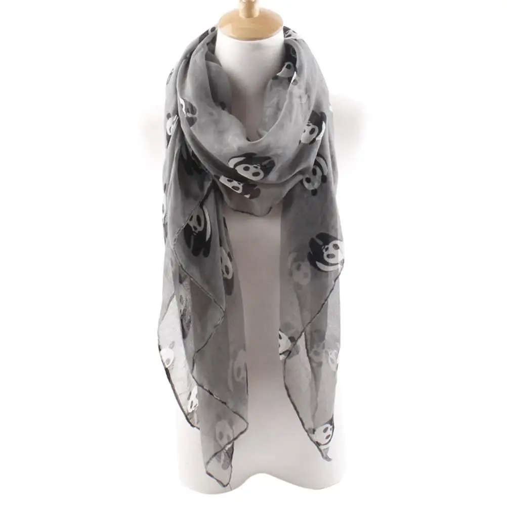 

Panda Print Scarf Voile Women Female Elegant Design Unique Style Vacation Bufandas Fashion Scarves Gift