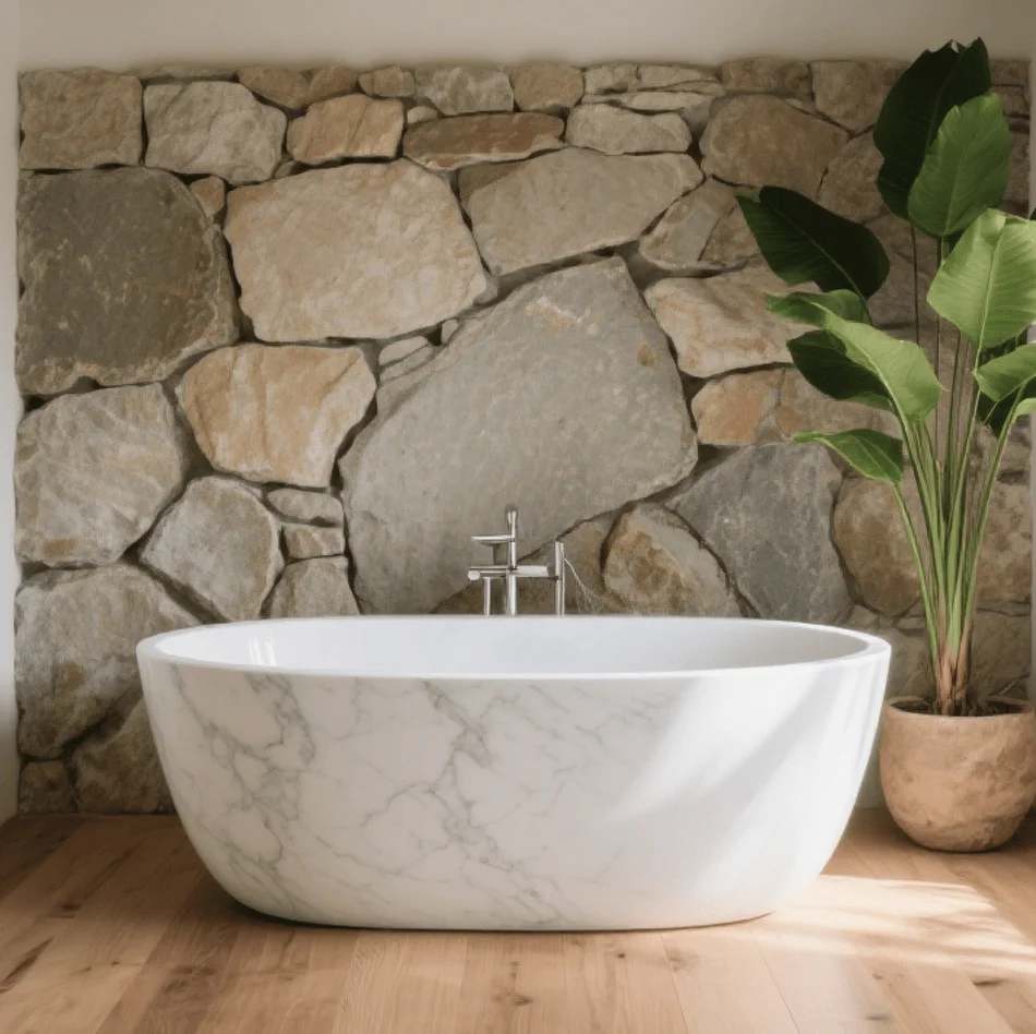 

BathtubHot Selling Free Standing Bathtub Natural Stone Bathtub For Villa Bathroom Modern Home Furnishings