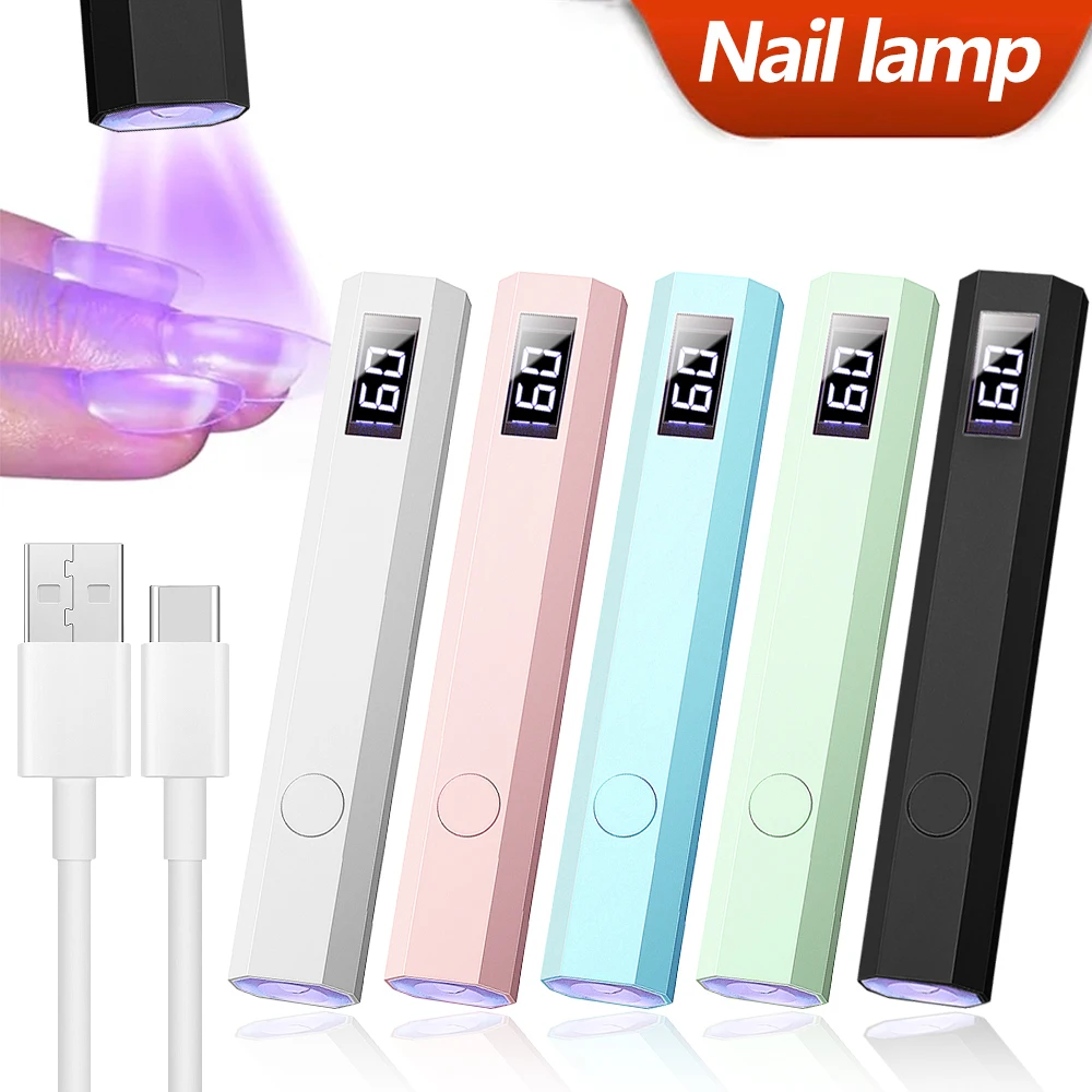 LULAA Handheld Mini UV LED Nails Drying Light Nail Lamp for Gel Polish Manicure Portable Nail Dryer With Display Nail Art Tools