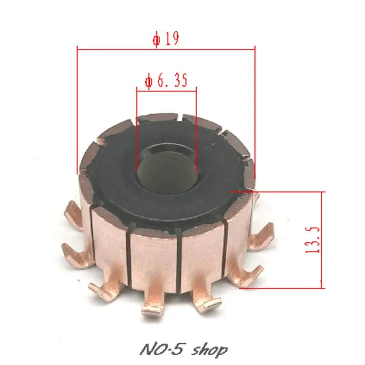 

5pcss 6.35x19x13.5mm Copper Bars Electric Motor Commutator