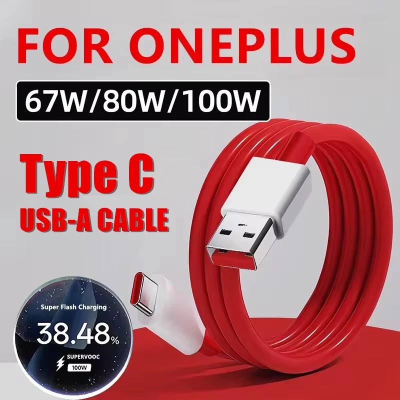 

100W 80W 67W SuperVOOC Type C Cable For OnePlus 8 9 9R 10 Pro 11 12 13 Nord 2T CE 3 4 5 N200 N300 Ultra Fast Charging USB Cables