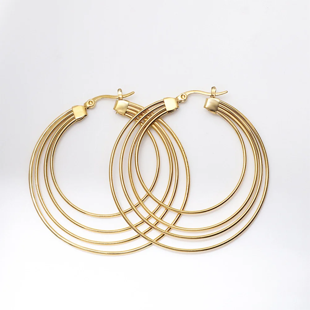 

2Pairs Stylish Round Hoop Earrings Layered Design Lightweight Womens Earrings Trendy Charm Jewelry for Daily Use Special