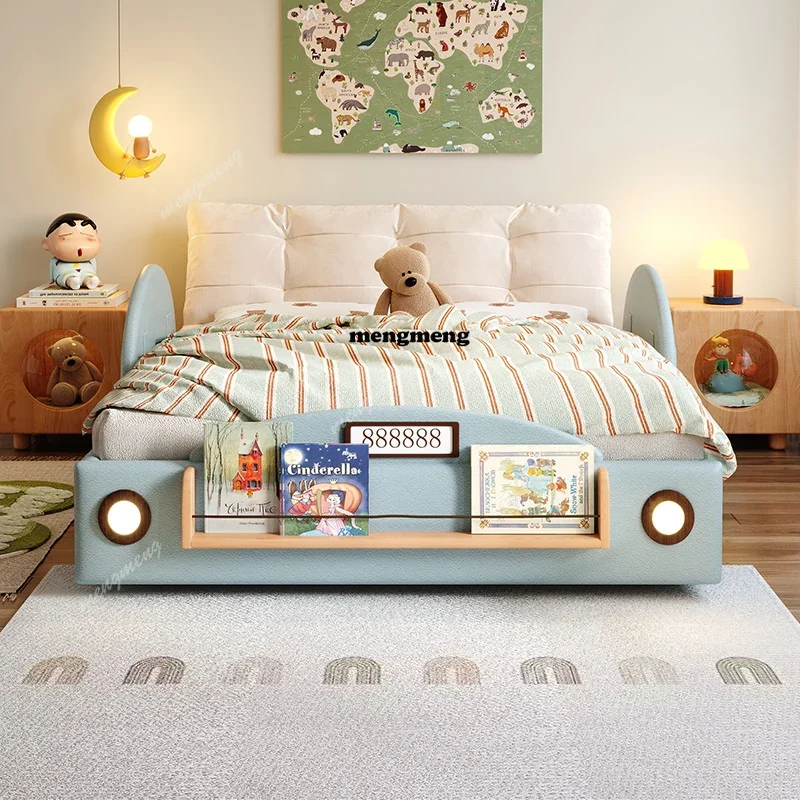 D80 Simple Car Shape Kids Beds Wooden Guard Rails Modern Style Children Beds Toddler Design Single Camas Infantiles Furniture Ho