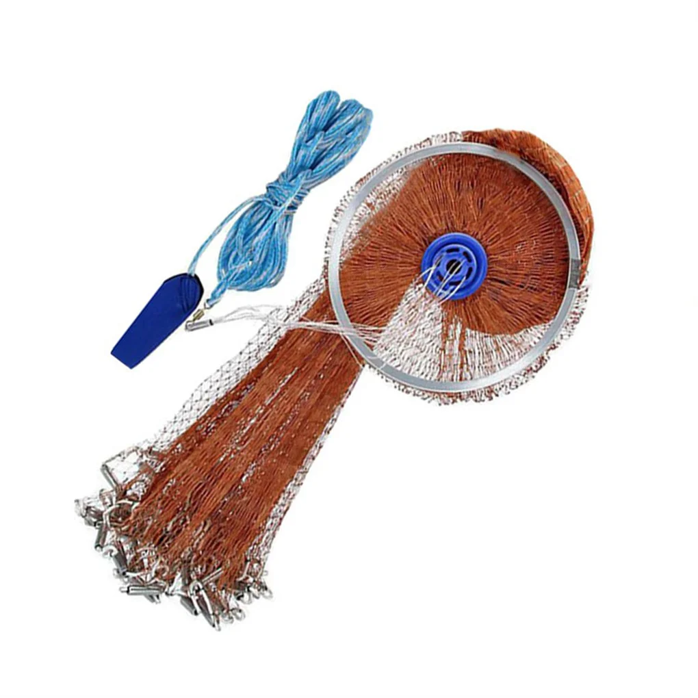 

Cast Net Reusable American Style Weights Retractable Fishing Nets